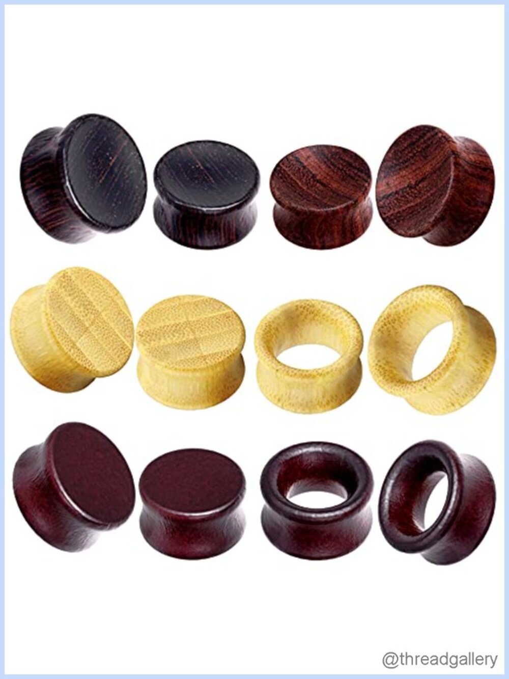 12pcs Wood Ear Tunnels Plugs Vintage Piercing Set 2g-20mm